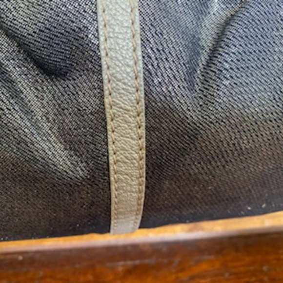 Vintage STUART WEITZMAN * Gray & SILVER Satchel PURSE + logo DUSTBAG * pockets - Picture 13 of 16